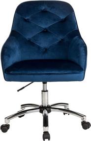 img 1 attached to Glitzhome Adjustable Mid-Back Velvet Ergonomic Office Chair with Lumbar Support and Armrest in Navy Blue – Comfortable Swivel Computer Chair for Home Office