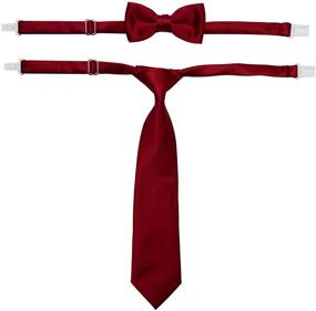 img 4 attached to 👔 Sophisticated Solid Satin Pre Tied Necktie Set for Boys: Perfect Bow Ties Accessory