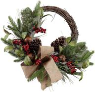 🍁 berry silk fall front door wreath 20inch: national tree with rich fall colors and foliage, ideal for covered outdoor use – comes with bells and gift box логотип