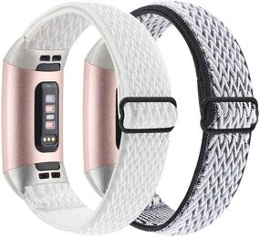 img 4 attached to 【2Pack】 Elastic Watch Band Compatible With Fitbit Charge 4/Charge 3/Charge 3 SE