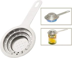 img 4 attached to 🥫 Food-Grade Stainless Steel Universal Can Strainer Colander with Handle - Perfect for Canned Tuna, Fruits, and Vegetables - No-Mess Press Strainer for Large and Small Cans