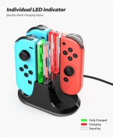 img 2 attached to YCCTEAM Joy Con Charging Dock: 4 in 1 Switch Joycon Controller Charger with LED Indicator & 3.3FT Cable