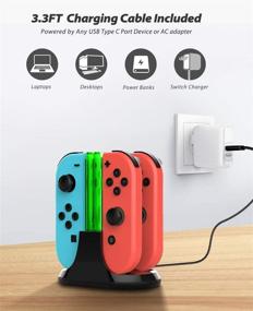 img 1 attached to YCCTEAM Joy Con Charging Dock: 4 in 1 Switch Joycon Controller Charger with LED Indicator & 3.3FT Cable