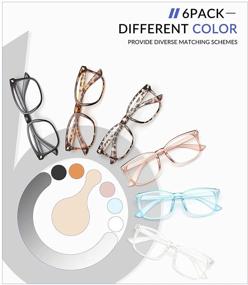 img 3 attached to 👓 6-Pack Gaoye Blue Light Blocking Reading Glasses for Women and Men, Fashionable Computer Readers with Anti-UV Square Clear Frames (Mix of 6 Colors, 2.5 Power Strength)