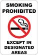 smoking prohibited designated commercial aluminum logo