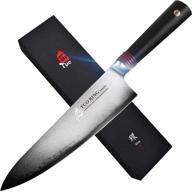 🔪 japanese aus-10 damascus steel chef's knife - tuo kitchen chef knives - dishwasher safe g10 handle - ring-rc series tc0301rc - 8" - gift case included logo