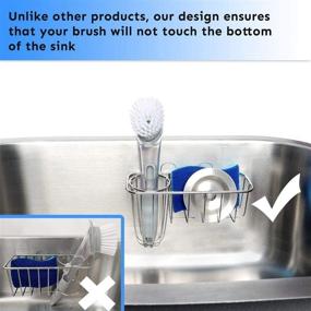 img 3 attached to 🧼 HULISEN 3-in-1 Kitchen Sink Caddy: Stainless Steel Sponge and Dish Brush Holder, Rust-proof and Water-proof, Adhesive Installation, Sponge and Brush Not Included