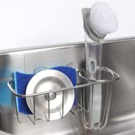 🧼 hulisen 3-in-1 kitchen sink caddy: stainless steel sponge and dish brush holder, rust-proof and water-proof, adhesive installation, sponge and brush not included логотип