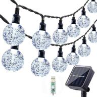 🌞 enhance your outdoor space with solar string lights outdoor - 60 led 36ft, 8 modes, solar powered/usb, waterproof crystal ball string lights for patio, lawn, garden, wedding, party, christmas decor in white логотип