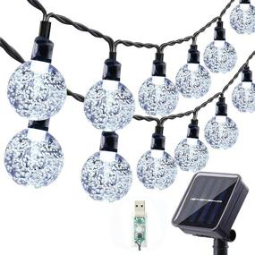 img 4 attached to 🌞 Enhance Your Outdoor Space with Solar String Lights Outdoor - 60 LED 36ft, 8 Modes, Solar Powered/USB, Waterproof Crystal Ball String Lights for Patio, Lawn, Garden, Wedding, Party, Christmas Decor in White