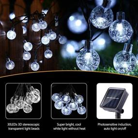 img 2 attached to 🌞 Enhance Your Outdoor Space with Solar String Lights Outdoor - 60 LED 36ft, 8 Modes, Solar Powered/USB, Waterproof Crystal Ball String Lights for Patio, Lawn, Garden, Wedding, Party, Christmas Decor in White