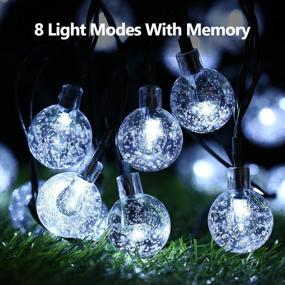 img 3 attached to 🌞 Enhance Your Outdoor Space with Solar String Lights Outdoor - 60 LED 36ft, 8 Modes, Solar Powered/USB, Waterproof Crystal Ball String Lights for Patio, Lawn, Garden, Wedding, Party, Christmas Decor in White