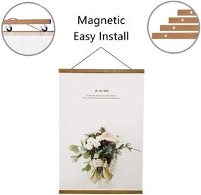 img 3 attached to 🖼️ 11x14 11x17 11x22 Magnetic Teak Wood Poster Frame Set - Miaowater, Light Wooden Frames Hanger for Photo Picture Art Canvas Print Artwork Wall Hanging