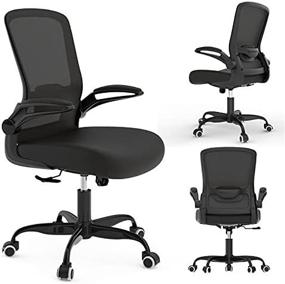 img 1 attached to Mimoglad Home Office Chair Review: Ergonomic Desk Chair with Lumbar Support, Flip-up Arms, and Swivel Function – Skin-Friendly Mesh for Comfortable Computing (Black)