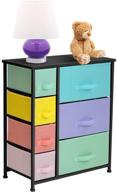 🎀 sorbus dresser with 7 drawers - versatile storage chest for kid's, teens, bedroom, playroom - organize clothes, toys with steel frame, wood top, fabric bins (7-drawer, pastel/black) logo