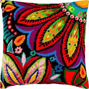 img 3 attached to 🧵 Enhance Your Décor with Maharaja Needlepoint Kit: 16×16 Inch Throw Pillow featuring European Quality Printed Tapestry Canvas