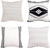 🌸 yastouay boho pillow covers - 4 pack modern decorative throw pillow cases, ideal home decor cushion covers for sofa, couch, bed, and car (simple strings pattern, 18"x18") логотип