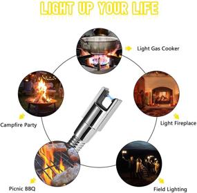 img 2 attached to 🔥 Locsee Electric Lighter: USB Rechargeable Arc Grill Flameless Lighter with Adjustable Hose - Windproof & Safe Button for BBQ, Camping, Kitchen Stove - Leather Pink