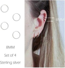 img 2 attached to Sterling Silver Small Cartilage Earring Hoop Piercing Set – Endless Body Rings for Women, Men, and Girls