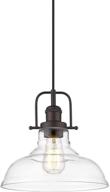 🏡 femila vintage pendant lighting: farmhouse schoolhouse hanging light fixture with height adjustable and clear glass shade in oil rubbed bronze finish logo