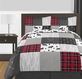 img 3 attached to 🛏️ Cozy and Stylish Sweet Jojo Designs Woodland Plaid and Arrow Rustic Patch Boy Full/Queen Bedding Set - Moose Gray