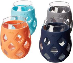 img 1 attached to 🍷 Ello Cru Stemless Wine Glass Set with Protective Silicone Sleeves