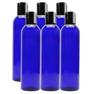 cornucopia 8oz plastic squeeze bottles (6 pack) - bpa-free, cobalt blue, disc top flip cap for shampoo, lotions, body soap & creams logo