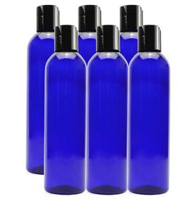 img 4 attached to Cornucopia 8oz Plastic Squeeze Bottles (6 pack) - BPA-Free, Cobalt Blue, Disc Top Flip Cap for Shampoo, Lotions, Body Soap & Creams