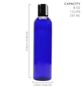 img 2 attached to Cornucopia 8oz Plastic Squeeze Bottles (6 pack) - BPA-Free, Cobalt Blue, Disc Top Flip Cap for Shampoo, Lotions, Body Soap & Creams