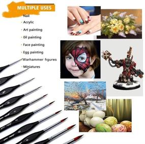 img 3 attached to 🖌️ 10pcs Detail Paint Brushes Set for Precision Detailing & Art Painting - Acrylic, Watercolor, Oil, Models, Warhammer 40k