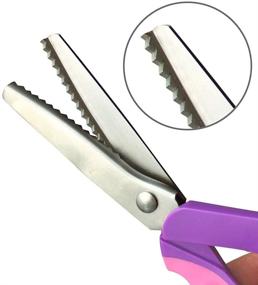 img 3 attached to Premium Comfort Grip Pinking Shears: 9-inch Zig Zag Cut Scissors for Professional Fabric Crafts, Dressmaking & Sewing - Stainless Steel Blades, Serrated - Vibrant Purple Handle