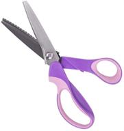 premium comfort grip pinking shears: 9-inch zig zag cut scissors for professional fabric crafts, dressmaking & sewing - stainless steel blades, serrated - vibrant purple handle logo