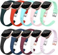 📱 10 pack тонкие ремешки совместимые с fitbit versa/fitbit versa 2/fitbit versa lite - мягкие силиконовые замены ремешков с металлической пряжкой для женщин и мужчин (малый размер, 10 пакетов b) логотип