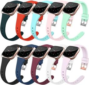 img 4 attached to 📱 10 Pack Тонкие ремешки совместимые с Fitbit Versa/Fitbit Versa 2/Fitbit Versa Lite - Мягкие силиконовые замены ремешков с металлической пряжкой для женщин и мужчин (Малый размер, 10 пакетов B)