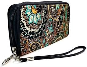 img 1 attached to 💼 OEENOC Women's Wallet: Stylish RFID Blocking Long Wallet with Detachable Wrist Strap in Black Pipa Pattern