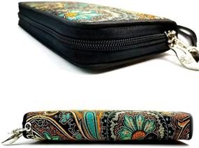 img 2 attached to 💼 OEENOC Women's Wallet: Stylish RFID Blocking Long Wallet with Detachable Wrist Strap in Black Pipa Pattern