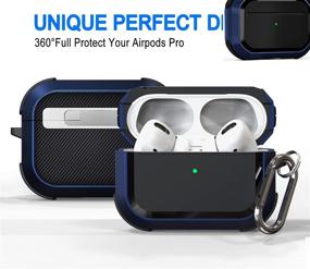 img 2 attached to Усиленный чехол для AirPods Pro Armor, ударопрочный чехол для AirPods Pro Fibuntun Стильный чехол iPod 🎧 Pro, разработанный для беспроводных чехлов для Apple Air Pod Pro для мужчин и женщин - черный/синий