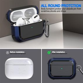 img 1 attached to Усиленный чехол для AirPods Pro Armor, ударопрочный чехол для AirPods Pro Fibuntun Стильный чехол iPod 🎧 Pro, разработанный для беспроводных чехлов для Apple Air Pod Pro для мужчин и женщин - черный/синий