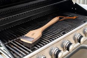 img 1 attached to 🏕️ Little Cabin – Ultimate BBQ Grill Brush & Scraper – 16" Solid Wood & Stainless Steel – Scratch-Free Cleaning for Char Broil & Ceramic Grills