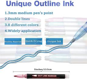 img 3 attached to ✨ AOMI Double Line Outline Drawing Pens: 8 Colors Metallic Glitter Markers for Art & Craft: Perfect Gift for Kids