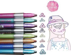 img 4 attached to ✨ AOMI Double Line Outline Drawing Pens: 8 Colors Metallic Glitter Markers for Art & Craft: Perfect Gift for Kids