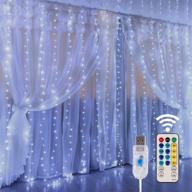 🌟 300 led window curtain string lights with 8 lighting modes for christmas bedroom party wedding home garden wall decorations - remote control and usb powered waterproof fairy copper lights in cool white логотип