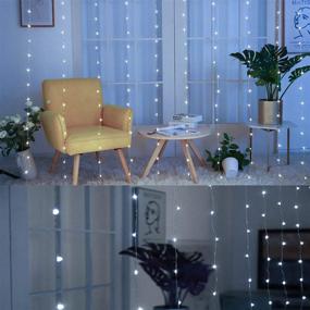 img 2 attached to 🌟 300 LED Window Curtain String Lights with 8 Lighting Modes for Christmas Bedroom Party Wedding Home Garden Wall Decorations - Remote Control and USB Powered Waterproof Fairy Copper Lights in Cool White