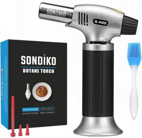 img 4 attached to Sondiko Butane Torch: Refillable Kitchen Torch Lighter with Safety Lock and Adjustable 🔥 Flame - Perfect for Desserts, Creme Brulee, BBQ, Baking - Butane Gas Not Included