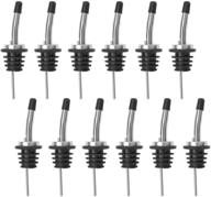 🍾 aozita 12-pack stainless steel classic tapered spout bottle pourers with rubber dust caps - improved liquor pourers logo