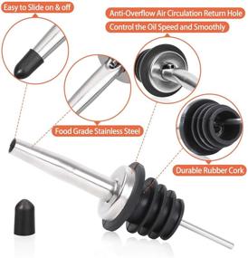 img 2 attached to 🍾 AOZITA 12-Pack Stainless Steel Classic Tapered Spout Bottle Pourers with Rubber Dust Caps - Improved Liquor Pourers