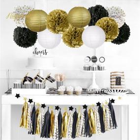 img 3 attached to 🎉 Stunning NICROLANDEE Black and Gold Party Decorations for a Memorable 2022 New Year Celebration, Wedding, Birthday, Prom!