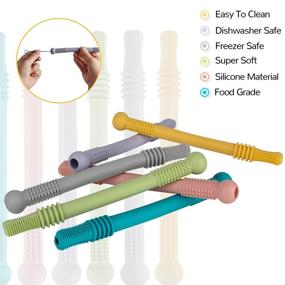 img 3 attached to Hollow Teether Tubes: 6-Pack Silicone Chew Straws for Babies (3-12 months) - BPA Free, Freezable, Dishwasher & Refrigerator Safe