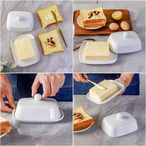 img 1 attached to Sleek Ceramic Butter Dish with Yelife Porcelain Handle: A Stylish Kitchen Essential