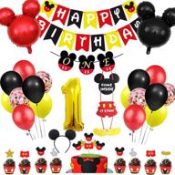 🎉 danirora mickey mouse party decorations: vibrant 1st birthday supplies for kids with mickey banner, themed decor pack, balloons & door hanger logo